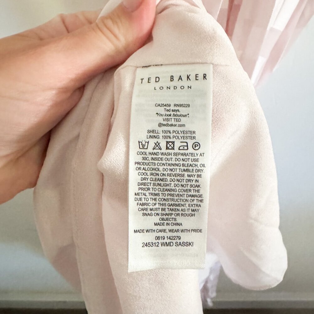 NWT Ted Baker Pink Sasski Pleated Maxi Dress 3/L - Picture 7 of 10